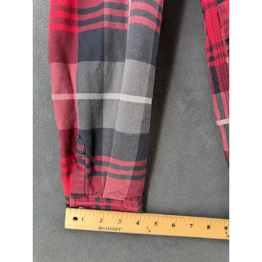 The North Face Mens Red Plaid Sherpa Lined Campshire Flannel Shacket Small